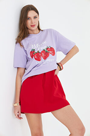 White Fox  Life  Is Sweat Baskılı Bisiklet Yaka T-shirt Kadın