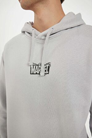 DeFacto Marvel Logo Only Regular Fit Kapüşonlu Sweatshirt C6513AX24AUGR184