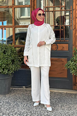 Moodbasic Pantolonlu Takım MA24.04 Ekru