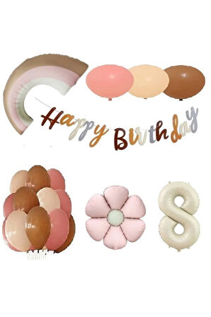 PEMBE PAPATYA FOLYOLU RETRO YAŞ BALON SET