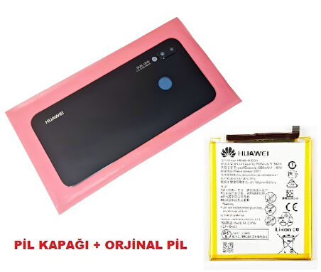 Huawei Uyumlu P20 Lite Arka Pil batarya Kapağı + PİL (CAM KAMERA LENSİ) SİYAH