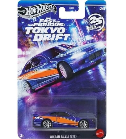 Hot Wheels 2025 Silver Nissan Silvia S15 Fast & Furious Tokyo Drift Ölçekli Diecast Model HNR88 JKX06