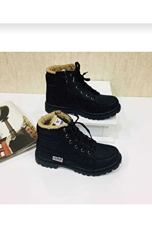 Extrem Unisex Siyah Kışlık Suya Dayanıklı Kürklü Bot Ayakkabı