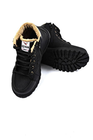 Extrem Unisex Siyah Kışlık Suya Dayanıklı Kürklü Bot Ayakkabı