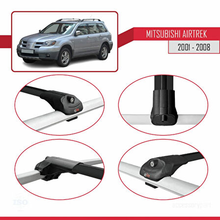 Mitsubishi Airtrek 2001-2008 Arası ile Uyumlu ACE-1 Ara Atkı Tavan Barı Siyah 2 Adet