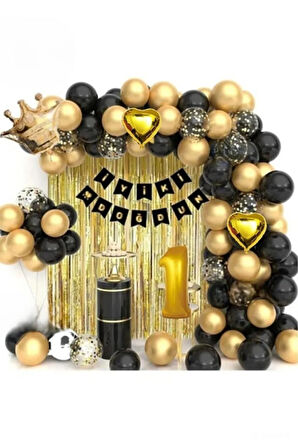 Kral Taçlı 1 Yaş Balon Zinciri Doğum Günü Seti Iyi Ki Doğdun -2-en Yeni Haliyle