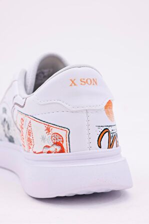 Dijital Baskı Kadın Beyaz - Aloha Desenli Ayakkabı