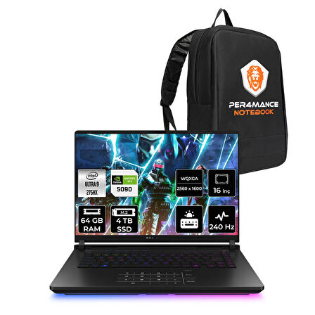 Asus ROG Strix G16 Ultra 9 275HX 64GB 4TB SSD RTX5090/24GB 175W 240HZ 16'' 2.5K FDOS Gaming & PER4