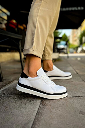 Ch979 Santoni Gbt Spor Erkek Ayakkabı Beyaz/siyah Erkek Spor Ayakkabı