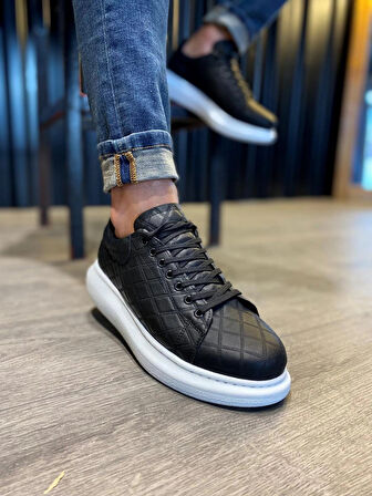 Knack Yüksek Taban 044 Kapi̇tone Siyah (beyaz Taban) Erkek Günlük Ayakkabı