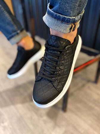 Knack Yüksek Taban 044 Kapi̇tone Siyah (beyaz Taban) Erkek Günlük Ayakkabı