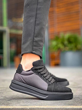 Kb-046 Kuback Siyah Paraşüt Siyah Yüksek Taban Günlük Spor Ayakkabı Erkek Günlük Ayakkabı