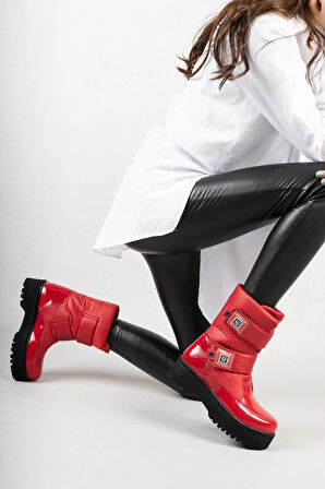 Miah Kırmızı Rugan Kar Kadın Bot