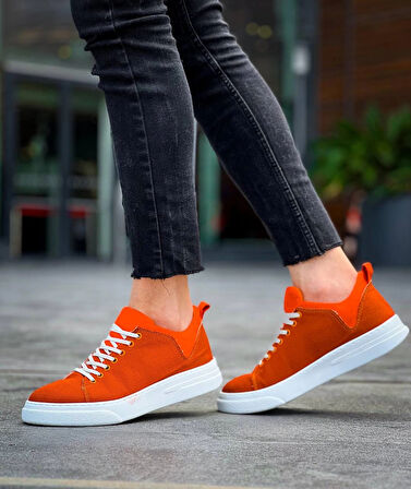 Kb-x204 Kuback Turuncu Keten Beyaz Yüksek Taban Günlük Erkek Erkek Spor Ayakkabı