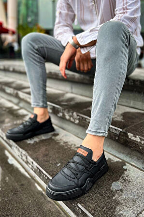 Ch067 Gst Warrem Erkek Ayakkabı Siyah/siyah Erkek Günlük Ayakkabı