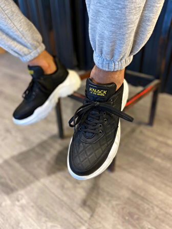 Knack Yüksek Taban N75 Kapitone Siyah (beyaz Taban) Erkek Günlük Ayakkabı