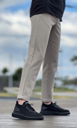 Ba0812 Özel Örme Triko Tarz Siyah Renk Siyah Taban Erkek Spor Ayakkabı