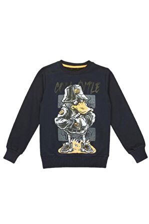 Erkek Çocuk Yazı ve Resim Desenli Sweatshirt