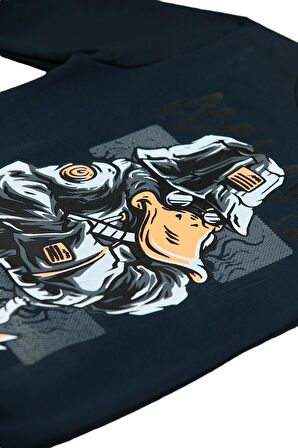 Erkek Çocuk Yazı ve Resim Desenli Sweatshirt