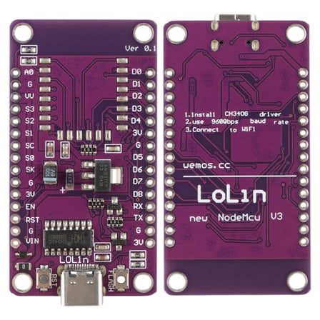 ESP8266 NodeMCU V3 Lolipop Mor Geliştirme Kartı CH340 USB-C Bağlantılı Proje Modülü