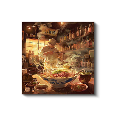 Geleneksel Ramen Dükkanı - Buharla Dans Anime Kanvas Tablo