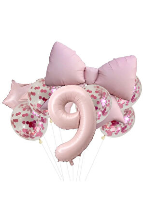 pembe renk fiyon folyo balonlu yaş balon set