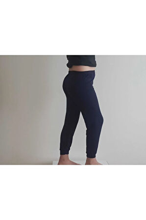 Lacivert Viscon Manşetli Çocuk Pijama Altı