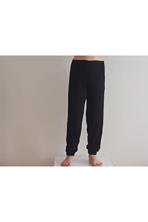 Lacivert Viscon Manşetli Çocuk Pijama Altı