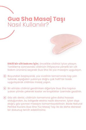 Bade Natural Pembe Kuvars Gua Sha %100 Doğal ve Gerçek Yüz Masaj Taşı