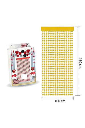 Kapı Perdesi Kalp Gold 100*180 Cm