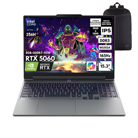 Lenovo LOQ 15IPH11 Ultra 7-356H 48 -GBDDR5 4 TBSSD RTX5060 (8GB-GDDR7-115W) TGP 15.3" WUXGA Windows 11 Pro + HMF Sırt Çantası 83SL001ATRHMF29