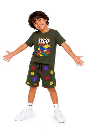 Erkek Çocuk Lego Baskılı Şortlu Takım Yazlık Kısa Kollu Alt Üst Takım