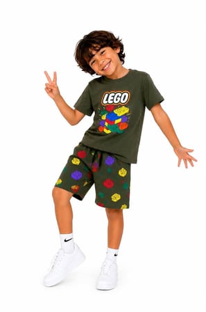 Erkek Çocuk Lego Baskılı Şortlu Takım Yazlık Kısa Kollu Alt Üst Takım