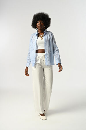 KADIN TAŞ İŞLEMELİ İNCE GÖMLEK