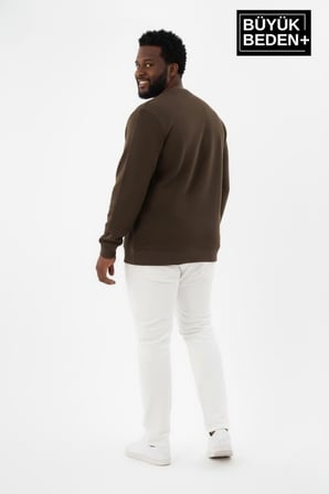 Erkek Büyük Beden Capri Island Baskılı Bisiklet Yaka ince Sweatshirt SPR26BSW956-14