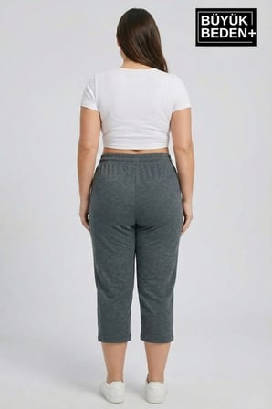 Büyük Beden N Baskılı Kadın Şort Kapri Rahat Kalıp Cepli Bağcıklı 3XL-6XL SPR26BSRK591-19