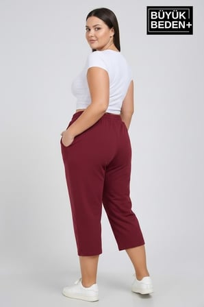 Büyük Beden N Baskılı Kadın Şort Kapri Rahat Kalıp Cepli Bağcıklı 3XL-6XL SPR26BSRK591-19