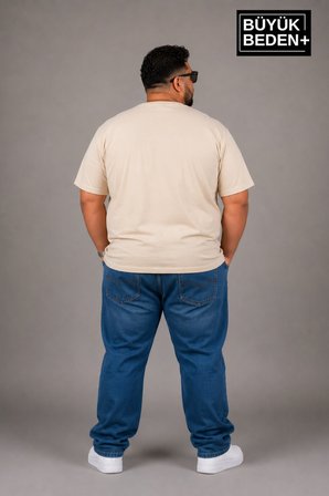 Süperlife Büyük Beden Erkek V Yaka Pamuklu Basic Tişört Lacivert 3XL-6XL SPR26BTS509
