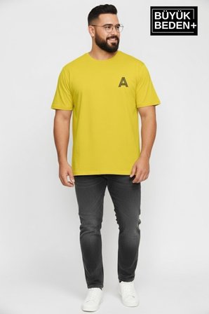 Erkek Büyük Beden A Baskılı 3xl-6xl Bisiklet Yaka Tshırt SPR26BTS510-12