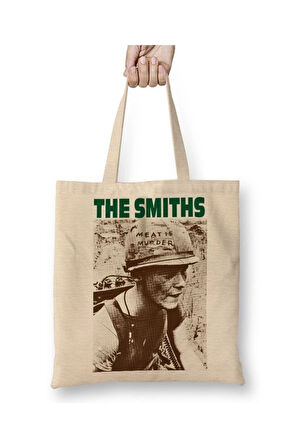The Smiths Meat Is Murder Beyaz Bez Çanta Uzun Saplı Alışveriş Çantası Plaj Çantası