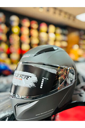FAZER MAT GREY ÇENE AÇILIR GÜNEŞ VİZÖRLÜ MOTOSİKLET KASKI ( GRİ )