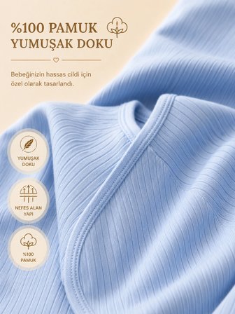 %100 Organik Pamuklu 7'li Erkek Bebek Hastane Çıkış Seti – Yenidoğan Bebek Zıbın Takımı Mavi
