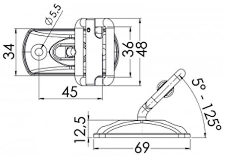 Kayış Tokası AISI 316 paslanmaz çelik. Yüzeye montaj Montaj Tabanı 69x34 mm