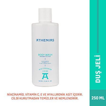 ATHENIAS Niacinamide, E ve C Vitamini Içeren Duş Jeli 250 ml Sls Içermeyen Nemlendirici Spa Keyfi