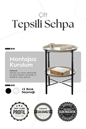 Katlanır Çift Tepsili Sehpa