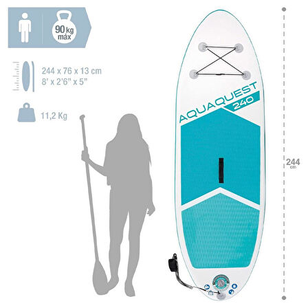 Sörf Tahtası Intex AquaQuest240 Youth Sup Stand Paddle - 244x76x13 cm.