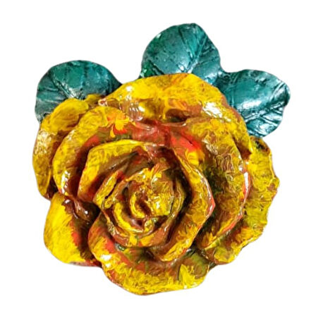 Uretti - Ayşe 7362 2886 El Yapımı Minik 2'li Yavruağzı - Yeşil Renk Gül Magnet - 6 x 7 cm