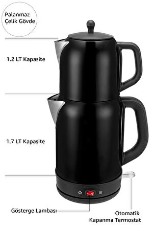 Awox Fresco 2'si 1 Arada Paslanmaz Çelik Çay Makinesi & Su Isıtıcı Kettle