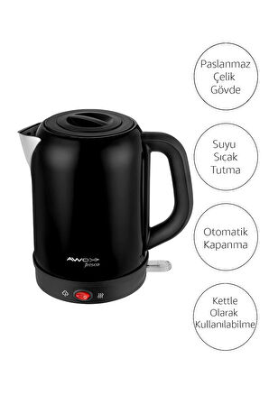 Awox Fresco 2'si 1 Arada Paslanmaz Çelik Çay Makinesi & Su Isıtıcı Kettle