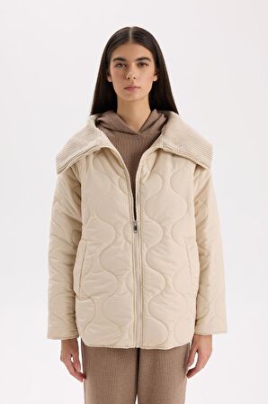 Su İtici Kapitoneli Fermuar Kapamalı Cepli Hafif Mevsimlik Mont